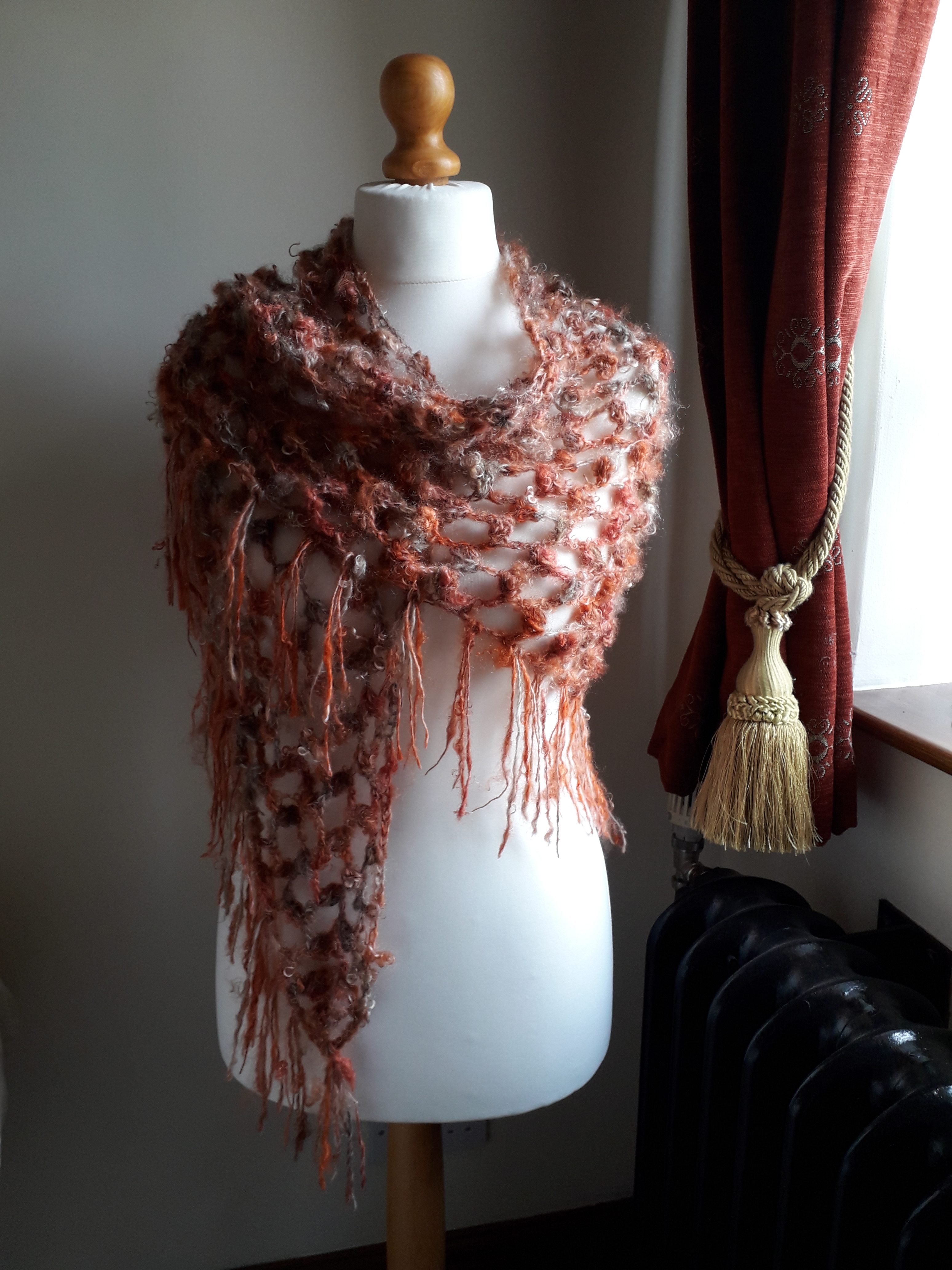 Fringed Mohair Shawl Autumn Colourway East Hill Mill