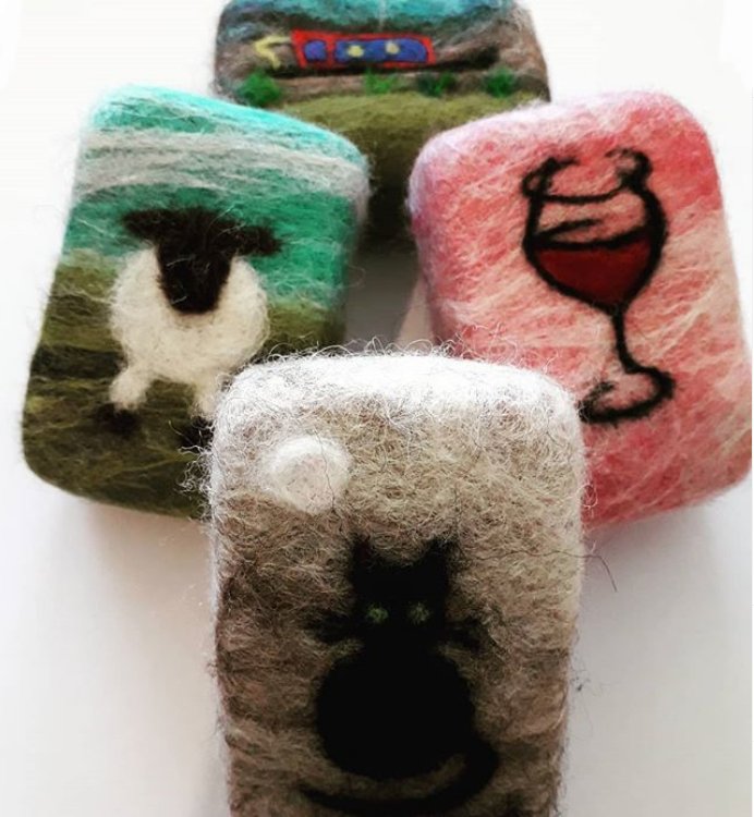 Felted Soaps with Needle Felted Picture