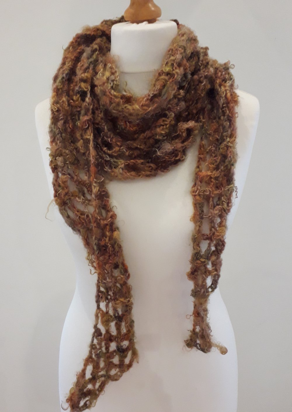 Hand Crocheted Shawl / Scarf in Autumn Colours
