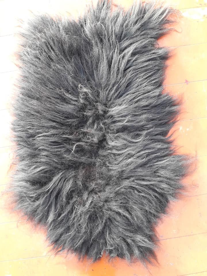 Black Hebridean Vegetarian Sheepskin Rug or Throw